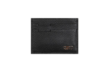 Black grained calfskin CC7 credit card holder