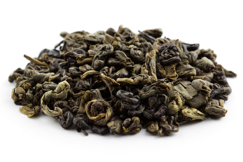 Gunpowder or zhucha green tea leaves