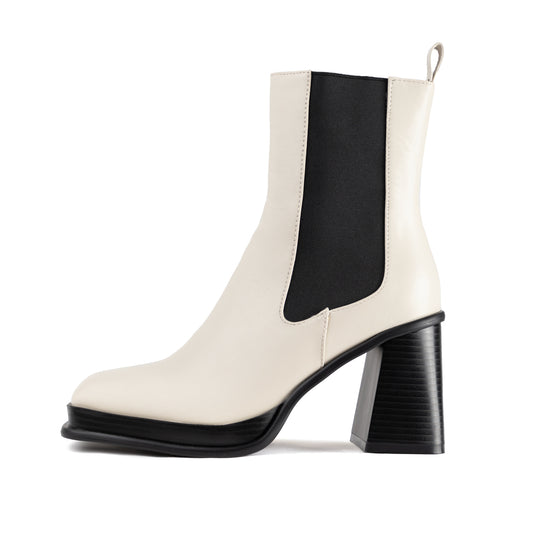 Off White Boots - Pointed-Toe Boots - Faux Leather Ankle Boots - Lulus