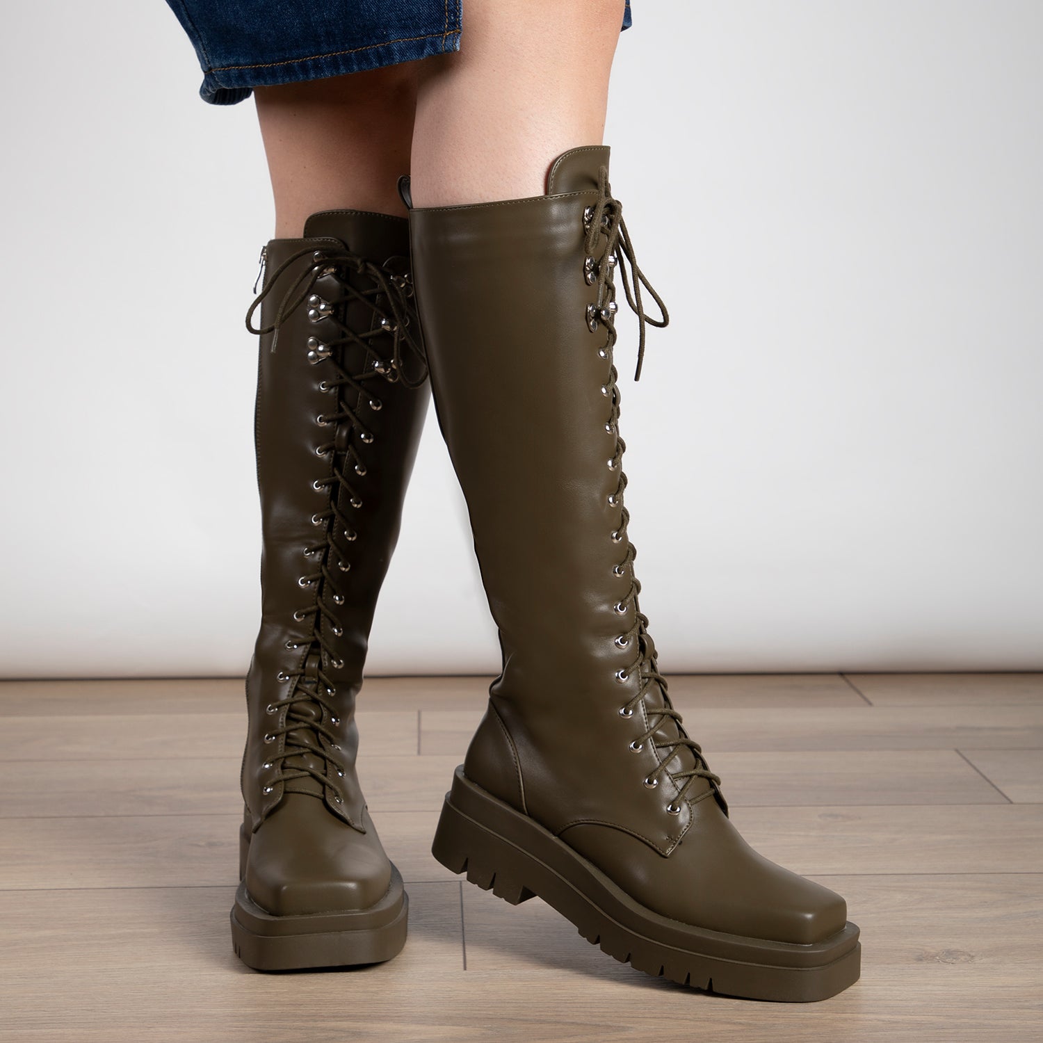 lace up khaki boots