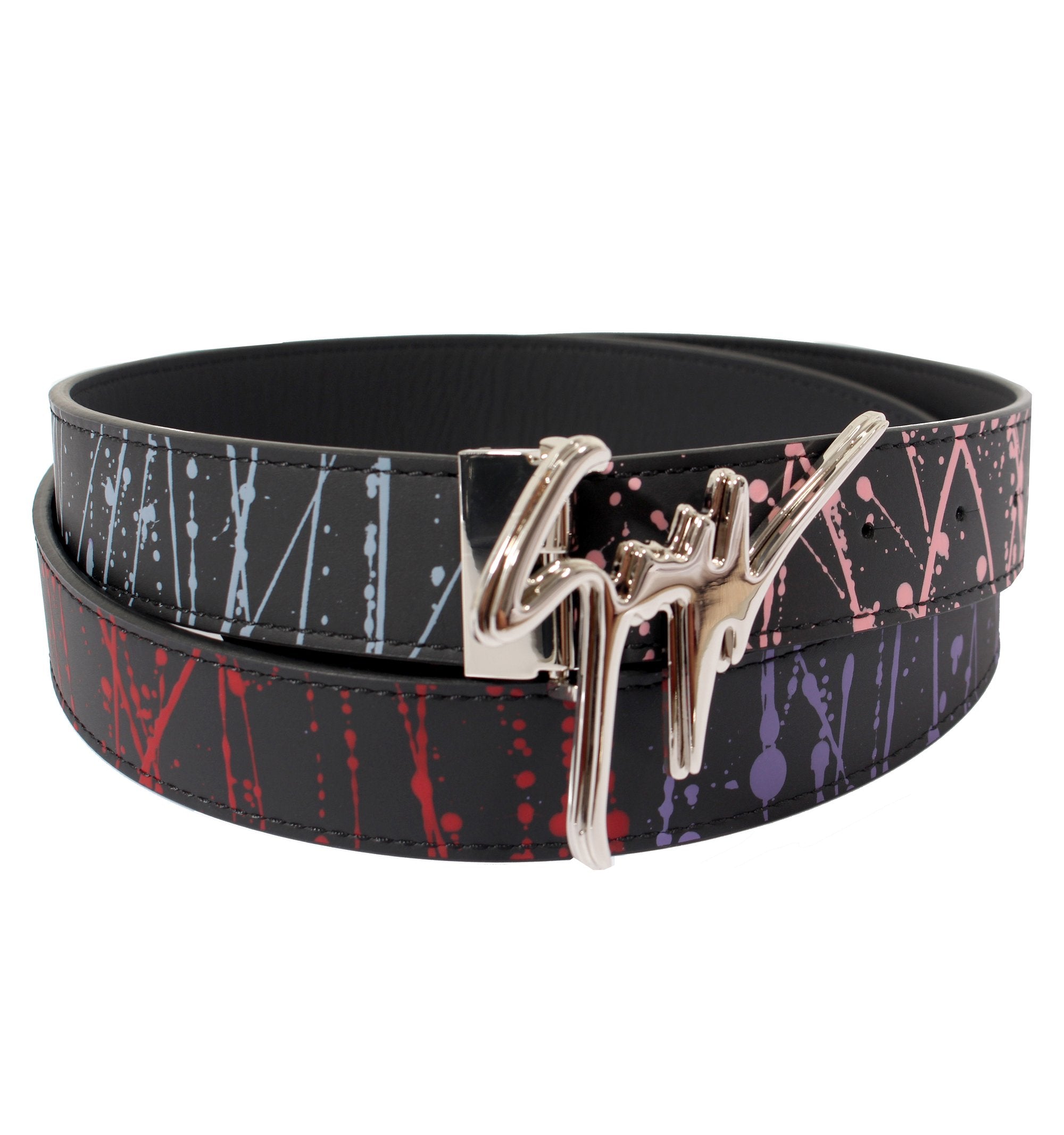 GIUSEPPE ZANOTTI PAINT SPLATTER BELT - BLACK