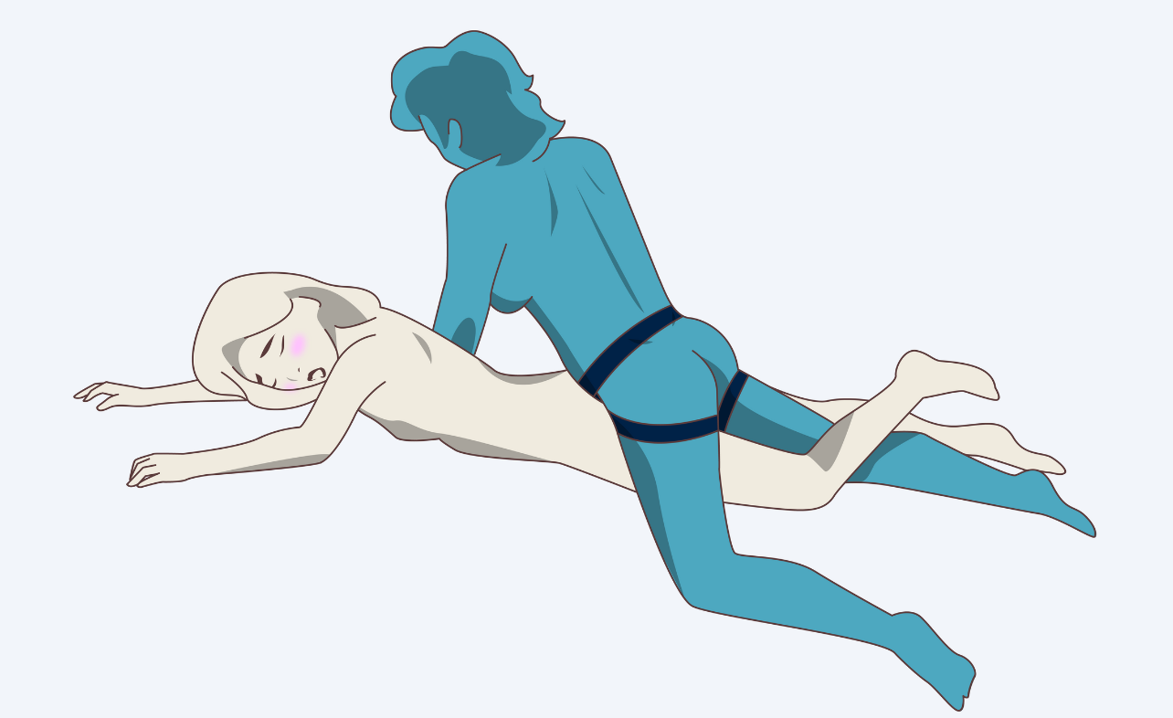 Face Down Crossed Anal Sex Position Illustration