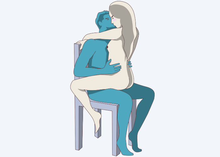 Illustration of the Facing off on a chair Sex Position