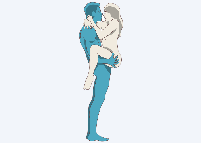 Illustration of the Giver standing, holding receiver Sex Position