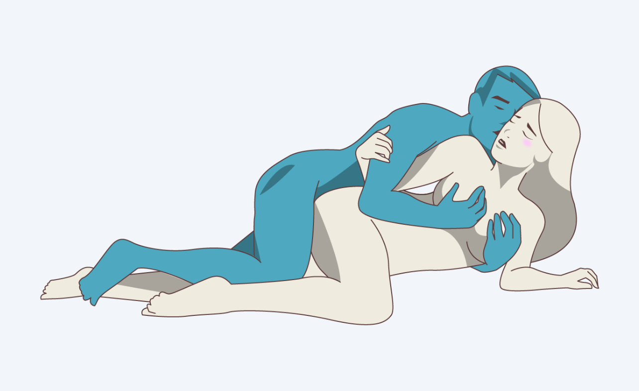 Spooning Anal Sex Position Illustration