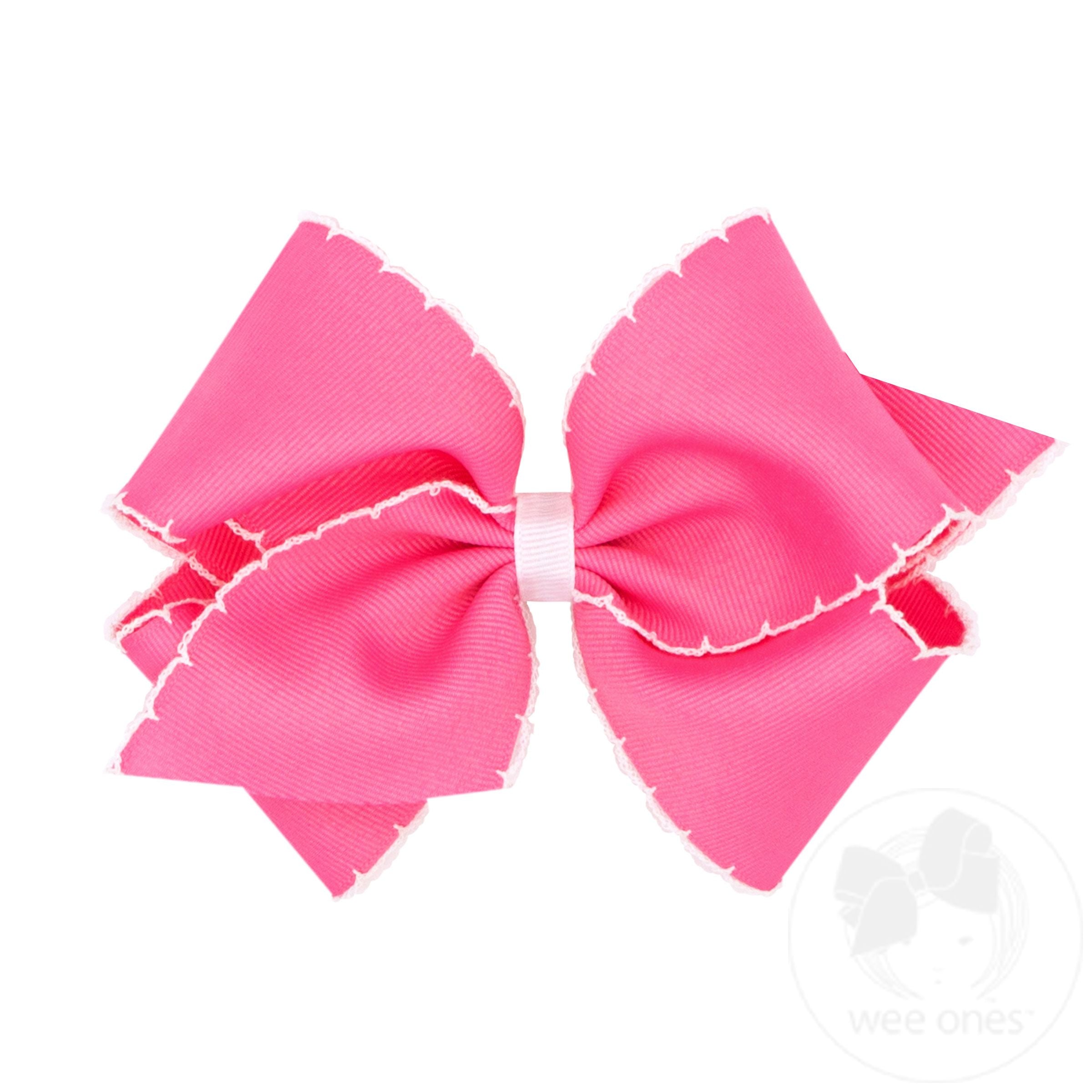 Mini King Moonstitch Grosgrain Hair Bow with Contrasting Wrap - Wee Ones Hair Bows  Accessori product image