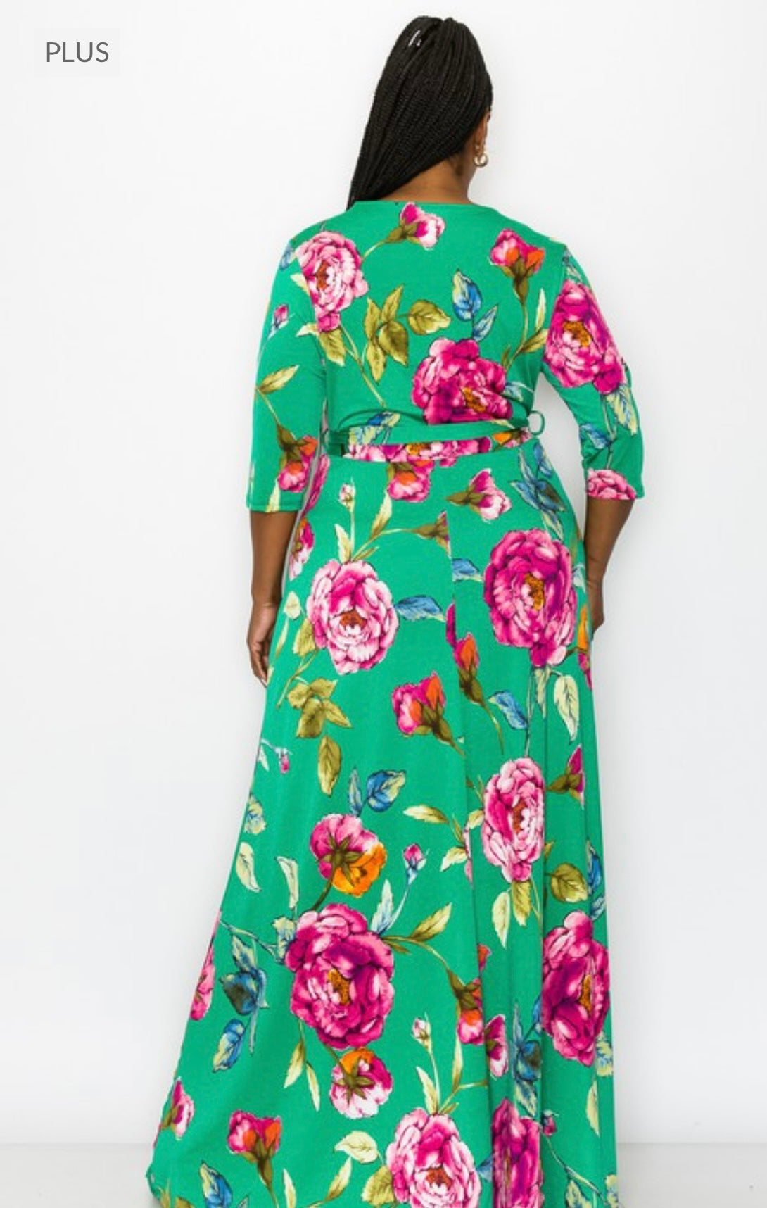 Emelia Maxi Dress in Kelly Green Floral - Curvy **1X- 3X – Blessed ...