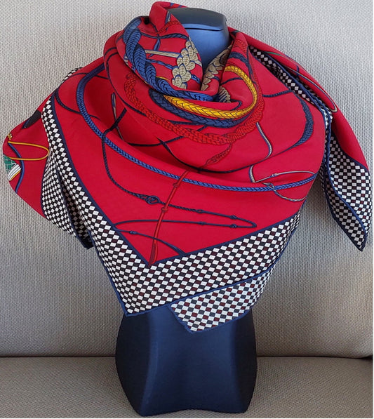 Woman Pre-loved Scarf Silk Vintage Hermès “A L'HOMBRE DES BOULEVARDS” –  Linas Collection