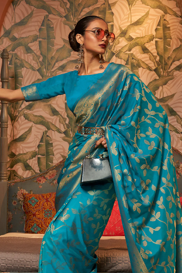 Blue Kanjivaram Silk Saree With Blouse 168347 | New saree designs, Saree, Silk  sarees