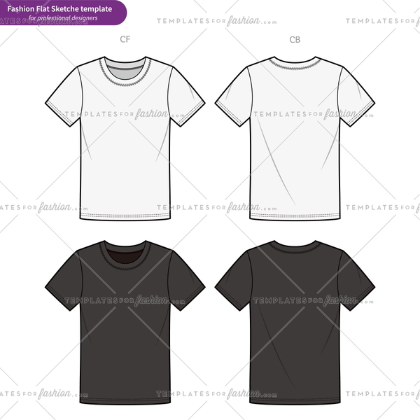 Basic fit Tee shirt Fashion flat technical drawing vector template ...