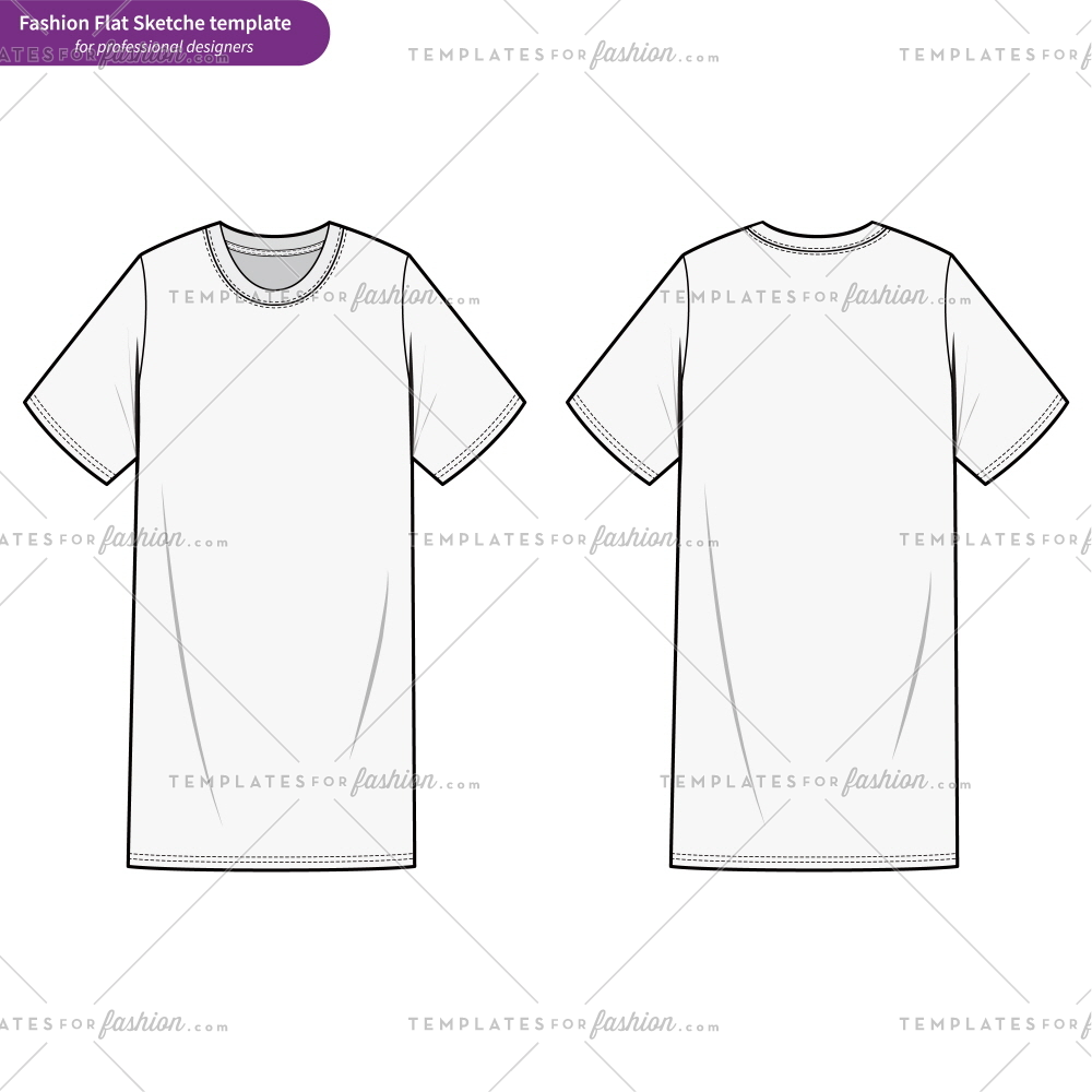 Tee Shirt Dress fashion flat technical drawing template – Templates for ...