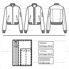 Bomber Jacket Flat Template – Templates for Fashion