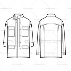 Casual Utility Parka Flat Template – Templates for Fashion