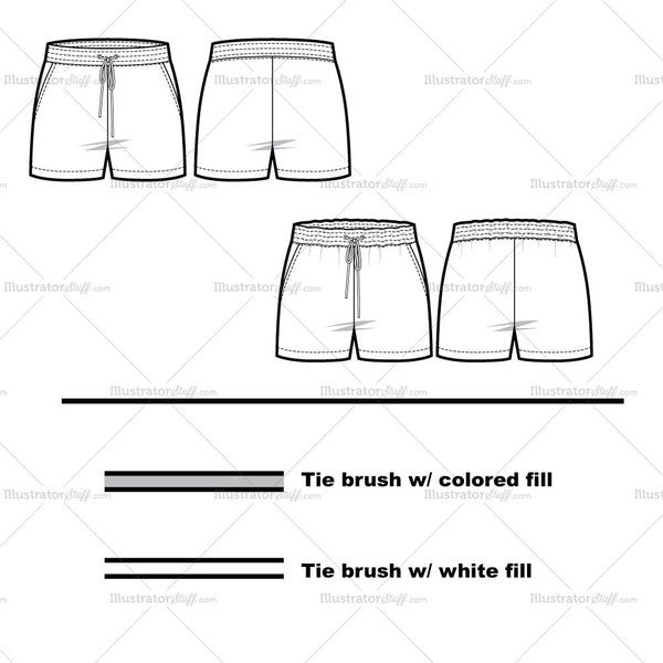 Drawstring Shorts Flat Template – Templates for Fashion