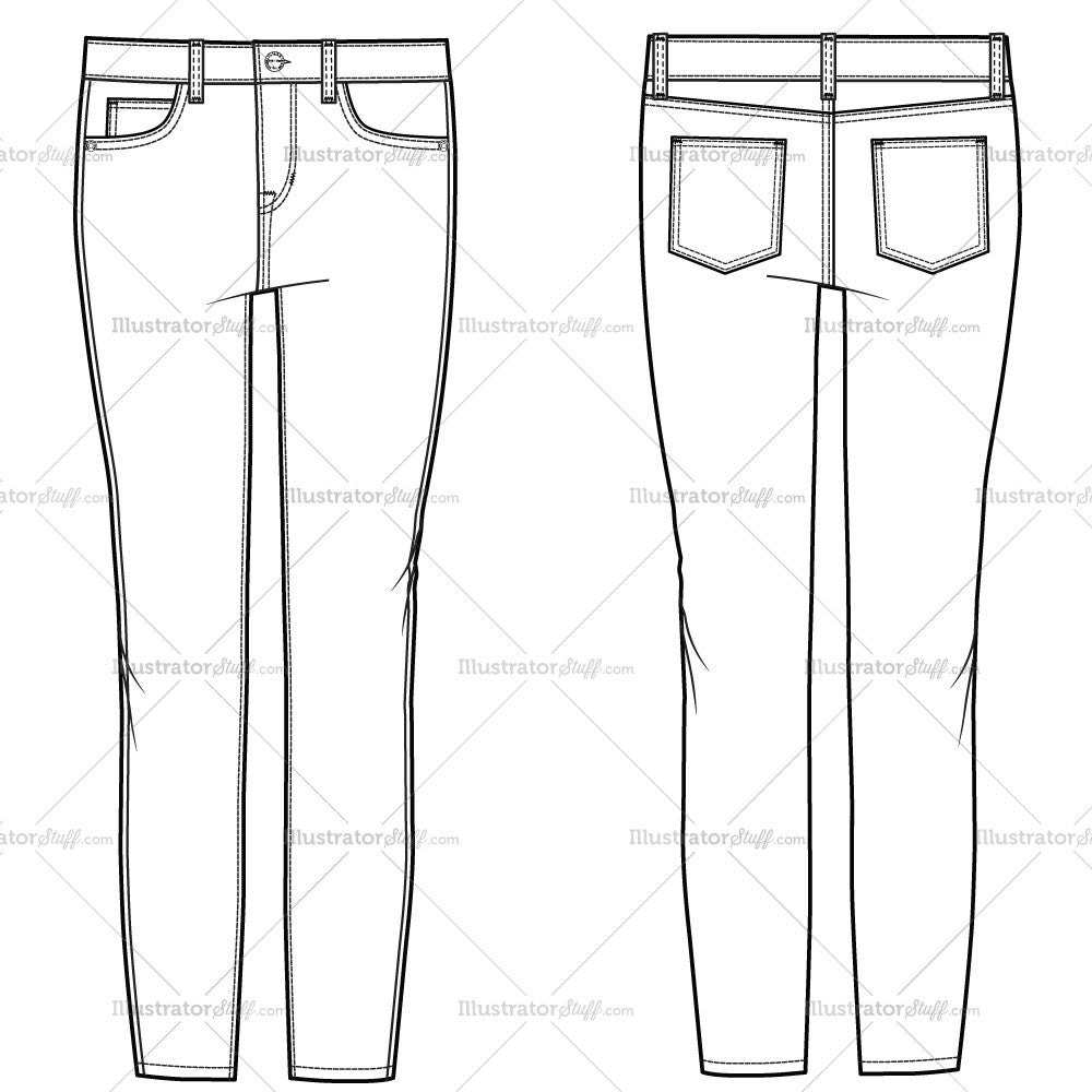 Women's Crop Skinny Jean Fashion Flat Template – Templates for Fashion