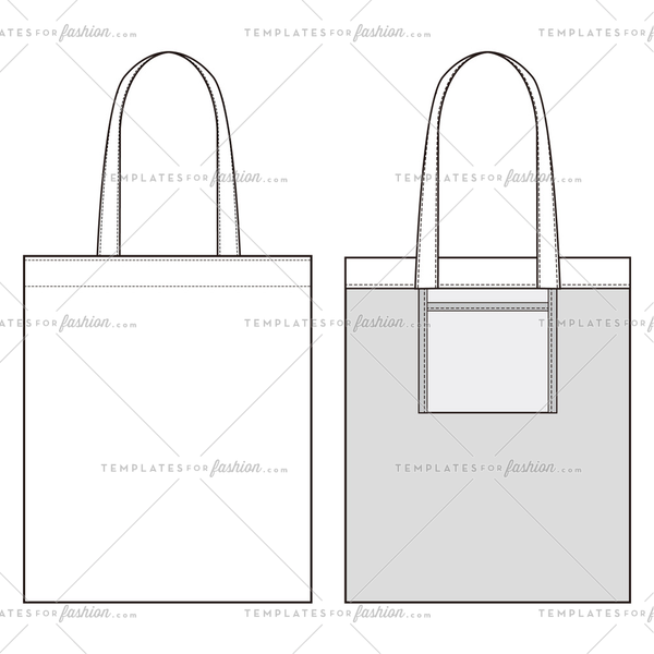 2 ECO BAG fashion flat sketch template – Templates for Fashion