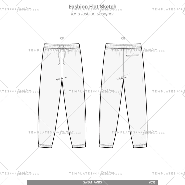 SWEAT PANTS Fashion flat technical drawing vector template – Templates ...