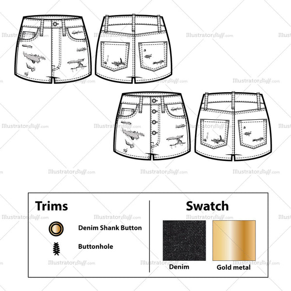 Denim Shorts Template