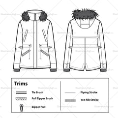 Hooded Parka Flat Template – Templates for Fashion