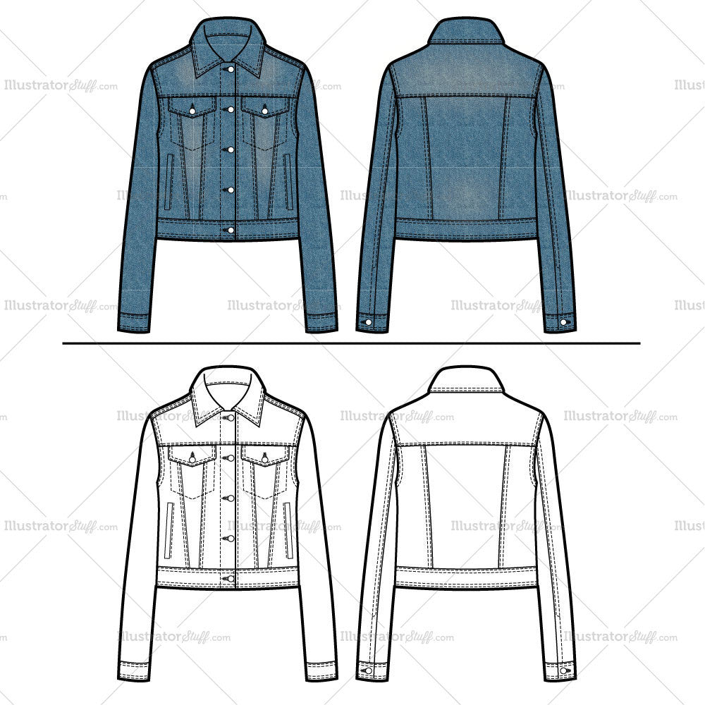 Jean Jacket Flat Template Templates for Fashion