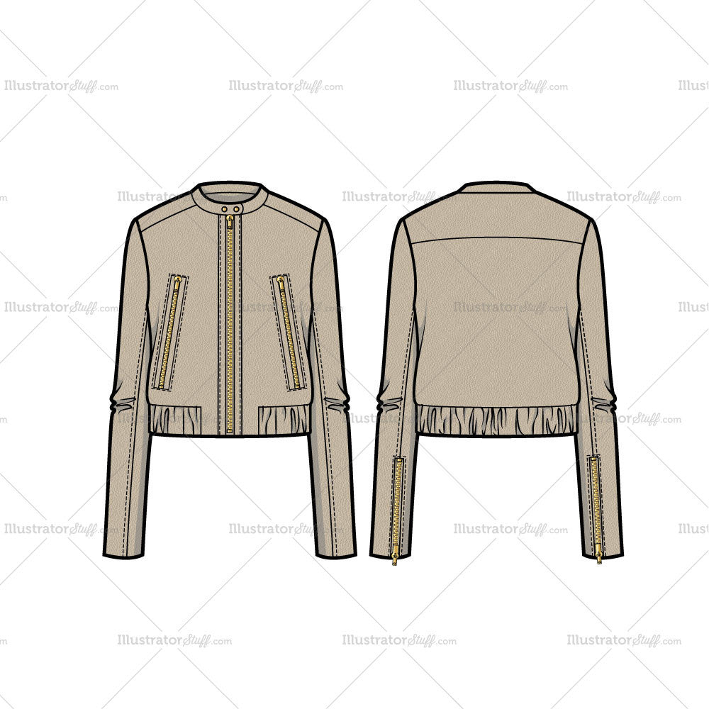 Leather Bomber Jacket Flat Template Templates for Fashion