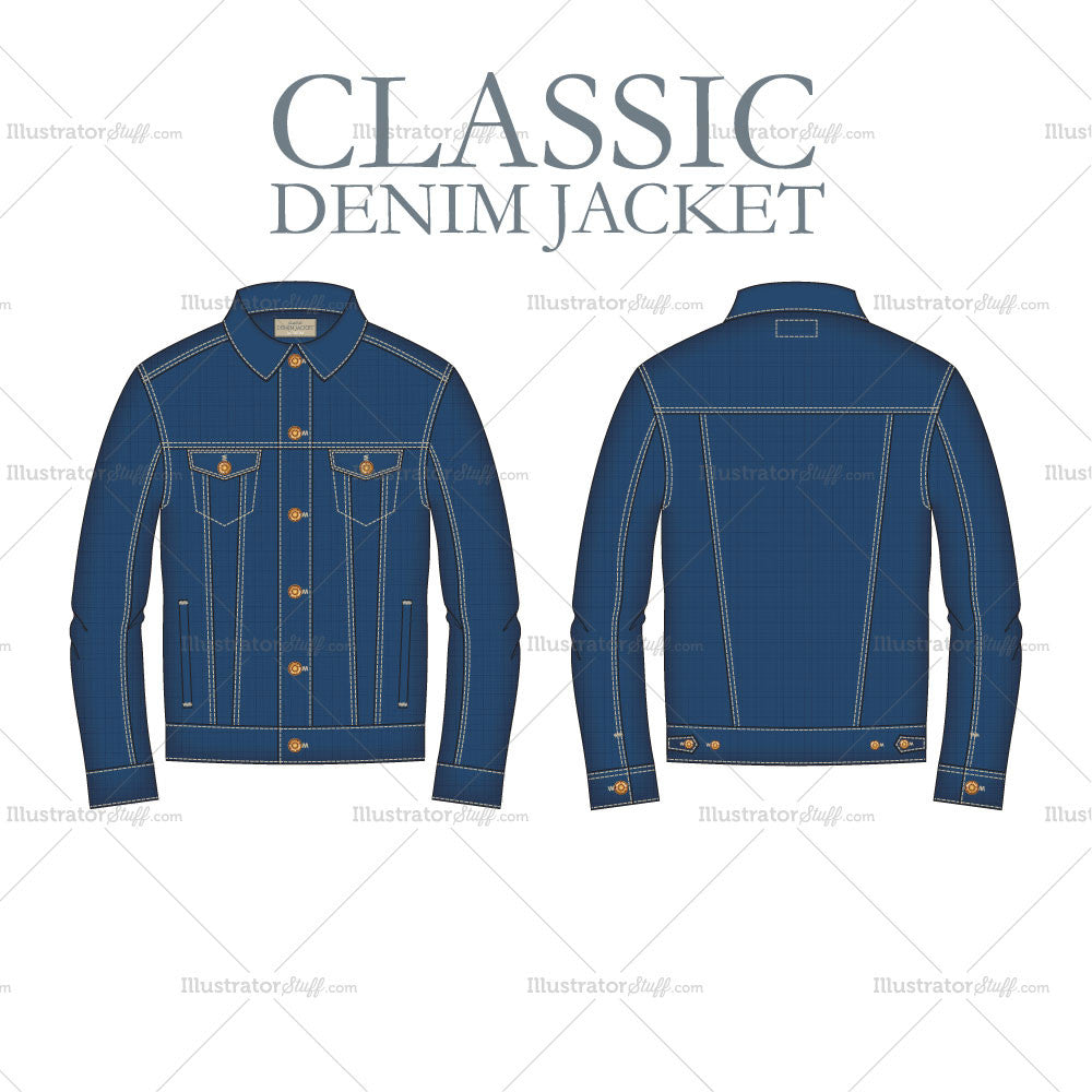 Men Classic Denim Jacket Template Templates for Fashion