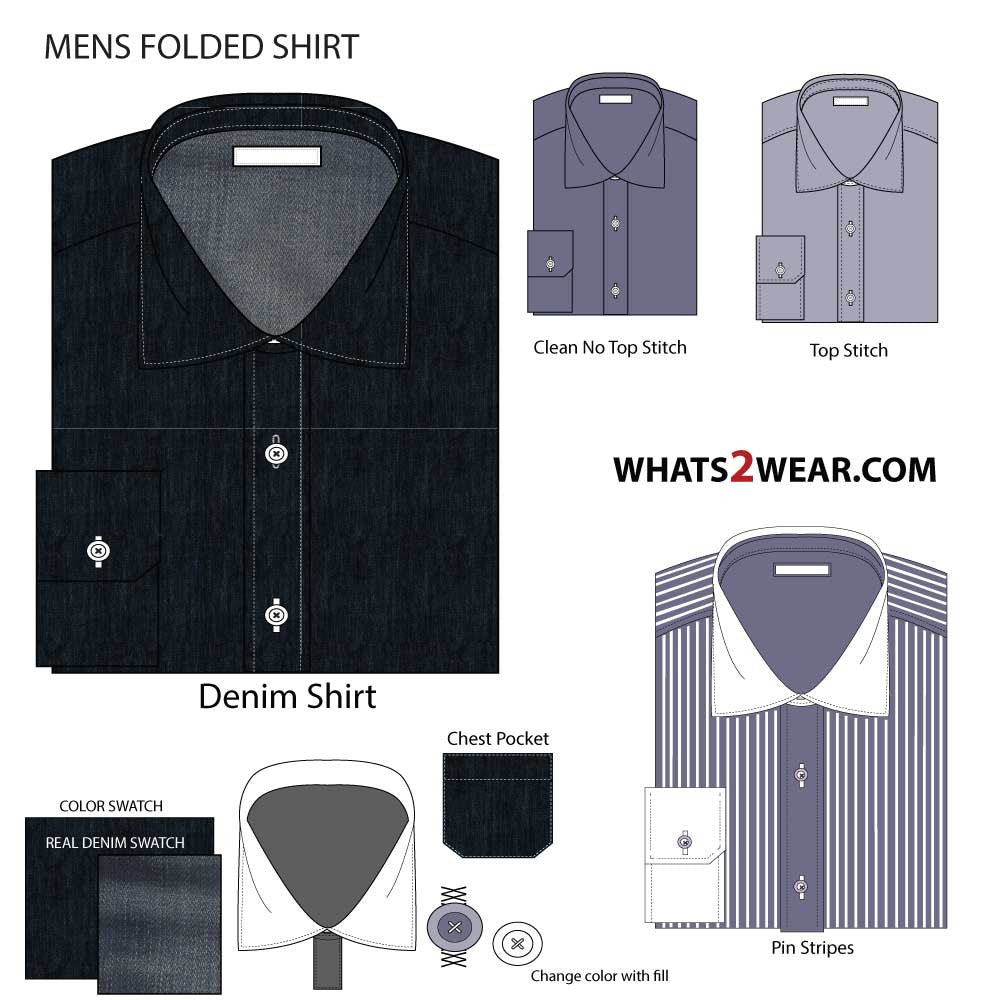 Download Men's Folded Shirt Fashion Flat Template - Illustrator Stuff