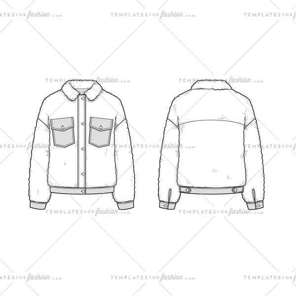 Women Sketch of an Oversized Sherpa and Woven Trucker Jacket ...