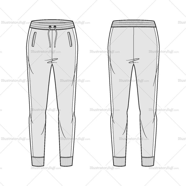 Women's The Slim jogger Fashion Flat Template – Illustrator Stuff