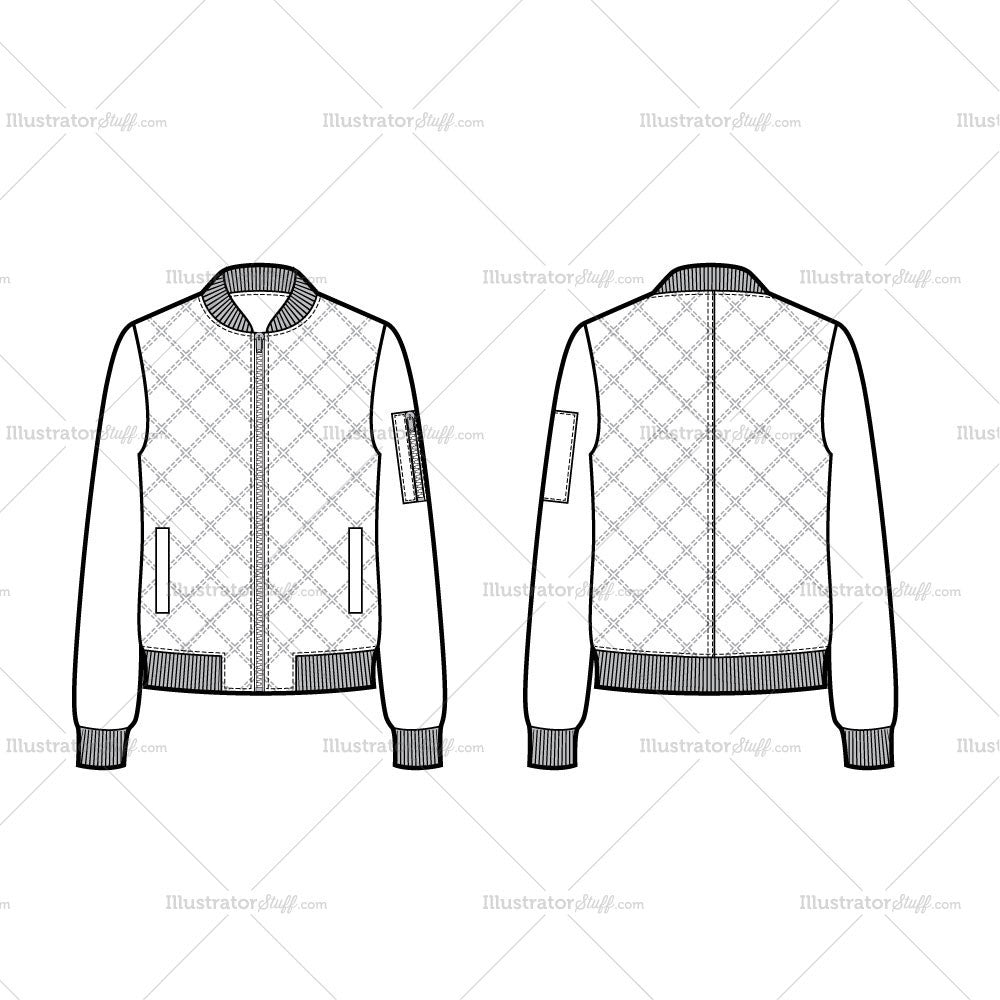Quilted Bomber Jacket Flat Template – Templates for Fashion