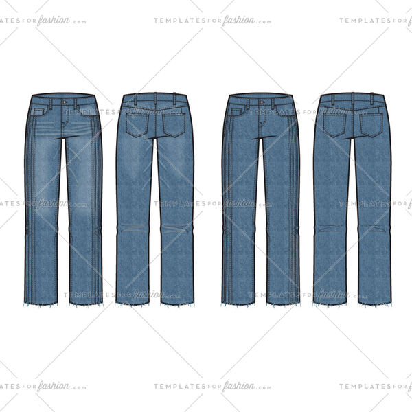 Women's Straight Leg Crop Raw Edge Jeans with Pin tucks – Templates for ...