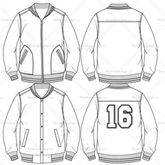 Download Men's Varsity Jacket Flat Templates - Templates for Fashion