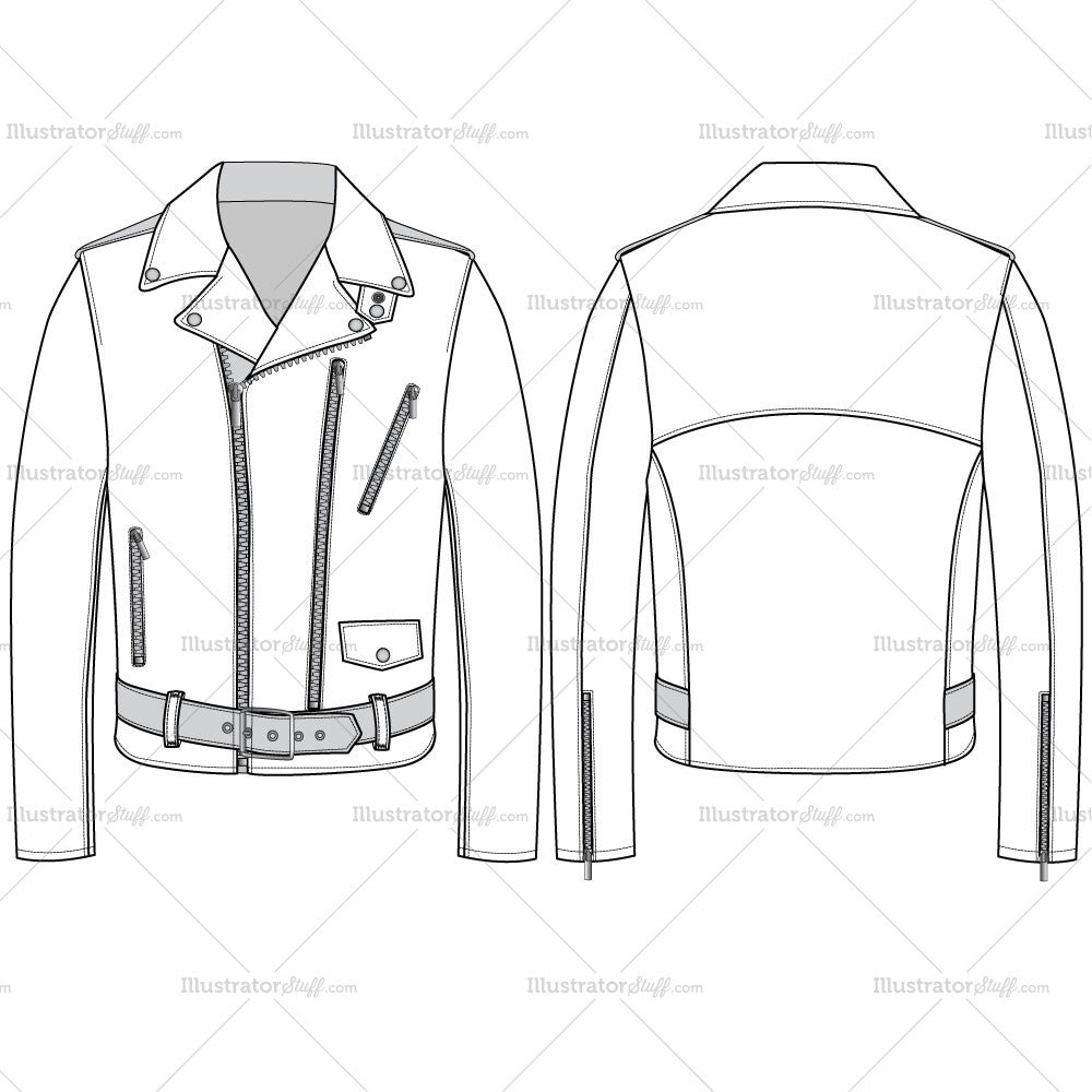 Men's Leather Jacket Fashion Flat Template Templates for Fashion
