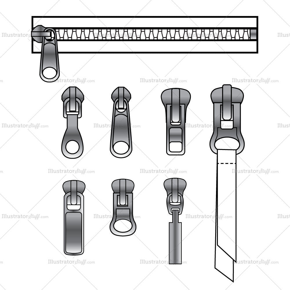 Zipper Pull Variety And Zipper Brush Pattern – Templates 