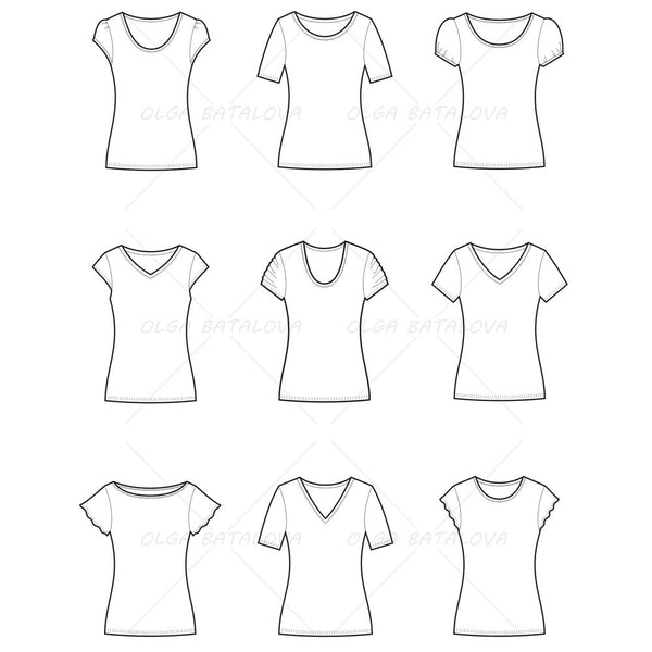 Women’s T-Shirt Fashion Flat Template – Templates for Fashion