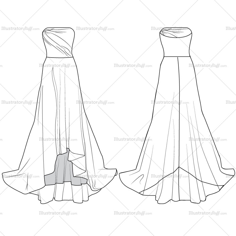 Evening Gown Fashion Flat Templates Templates for Fashion