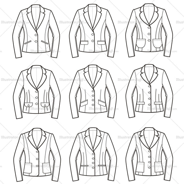 Women's Blazer Fashion Flat Template – Templates for Fashion