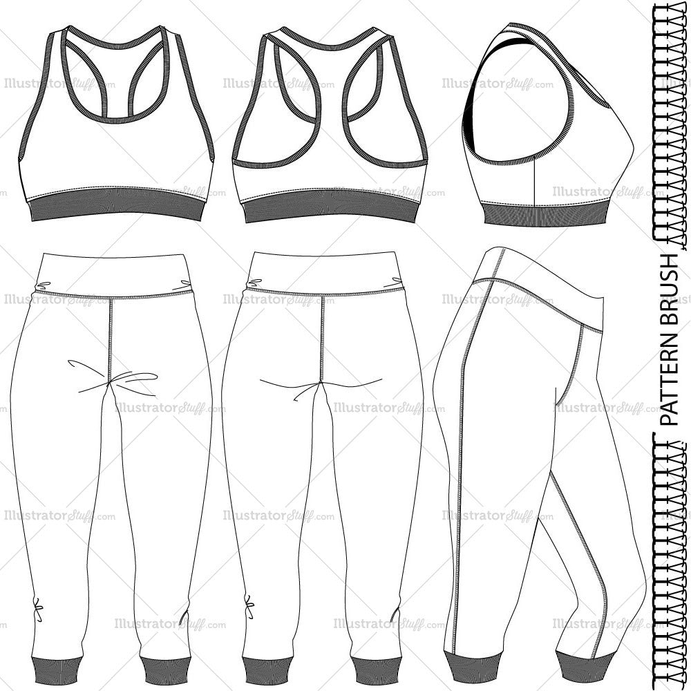 Download Women's Sports Bra Top & Leggings Fashion Flat Template ...