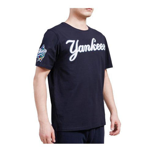 Pro Standard Mens MLB New York Yankees Dominican Republic Wordmark SJ Crew  Neck T-Shirt LNY1314482-MDN Midnight Navy