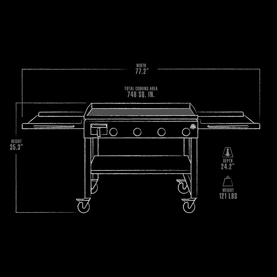 WoodEze 4-Burner Flat Top Griddle Gas Grill