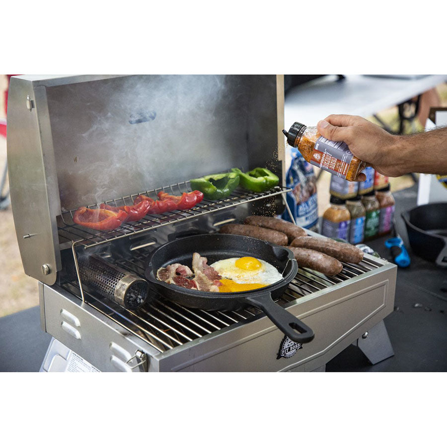 Pit Boss Pre-seasoned Cast Iron Deep Skillet with Lid and Long Handle