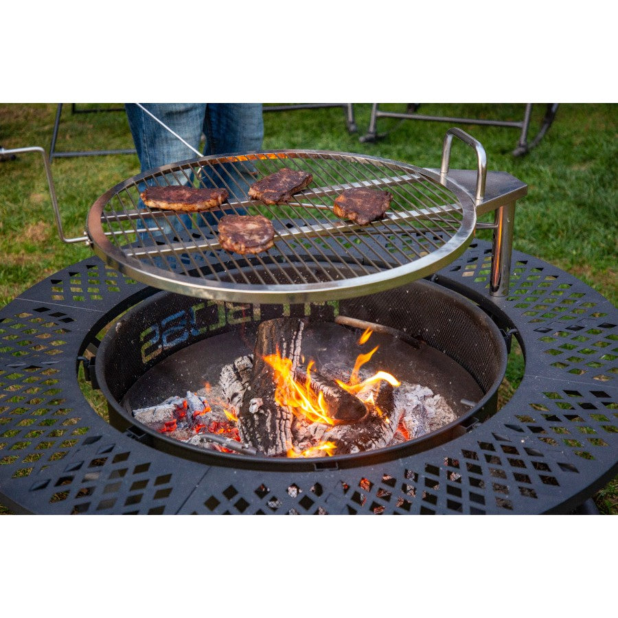 2in1 BBQ Campfire Swivel Grill Fire Pit Gril Outdoor Cooking Grate