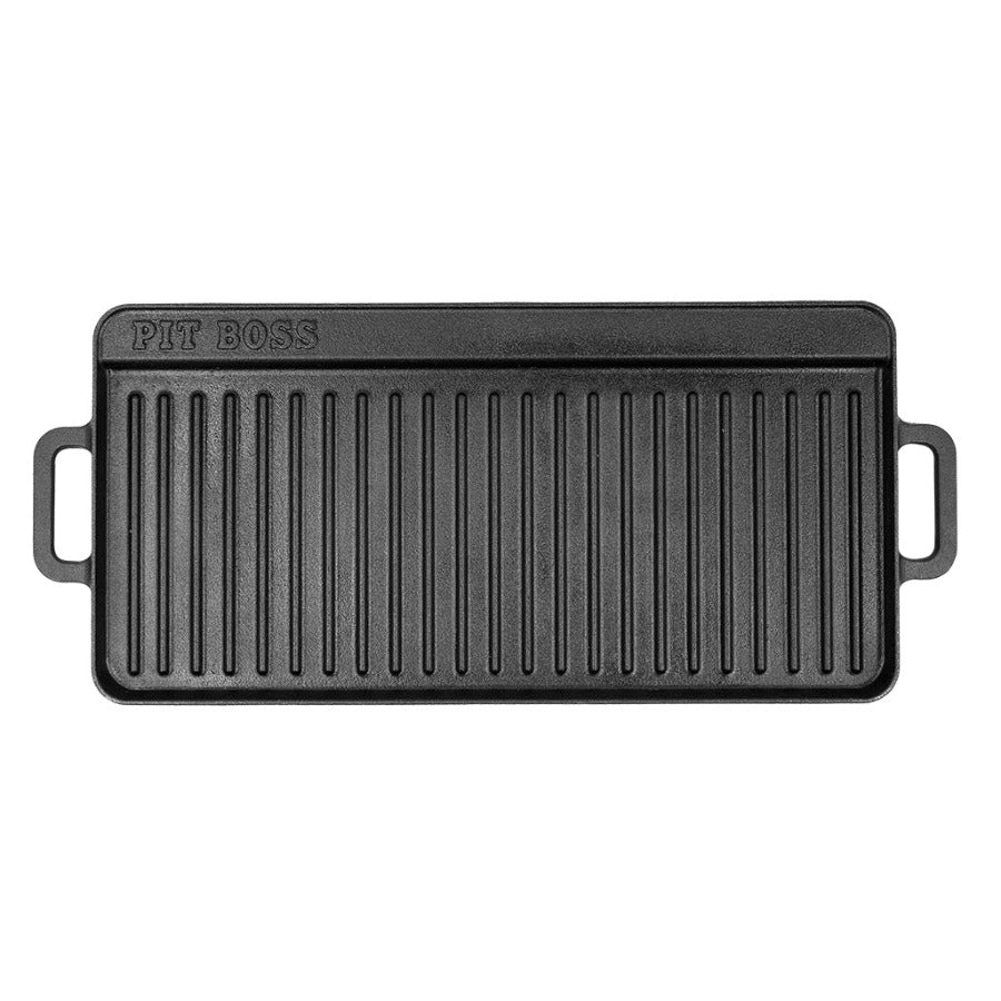 Home Basics 19 in. Pre-Seasoned Cast Iron Griddle, Black