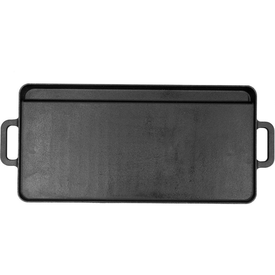 Home Basics 19 in. Pre-Seasoned Cast Iron Griddle, Black