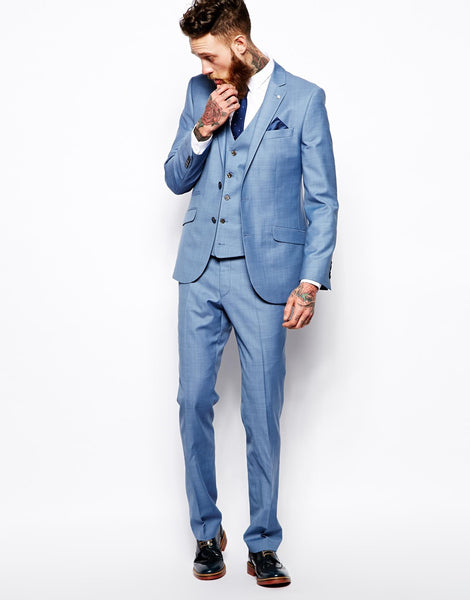 Light Blue Slim Suit Jacket - SmartCode