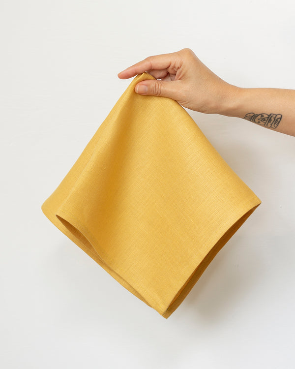 Mustard Yellow Linen Napkins, Set of 4 or Single Napkin