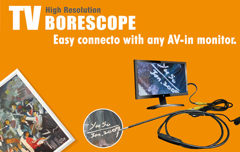 PST-2416 Flexible Borescope Endoscope Inspection Camera 5.5mm Lens Connect with AV-In Monitor