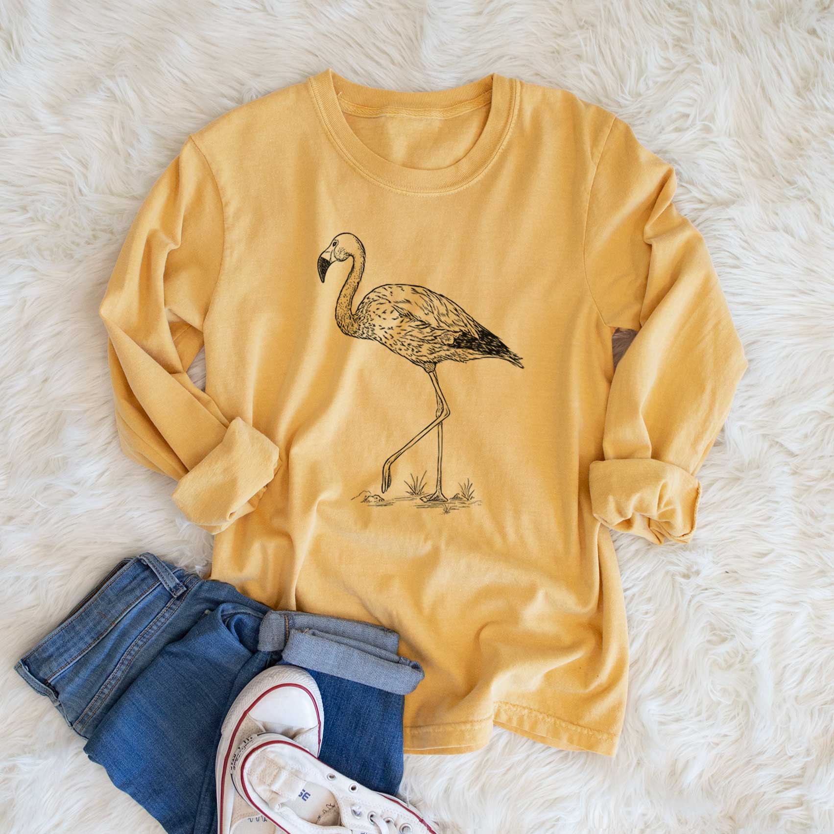 Andean Flamingo shirt with long sleeves