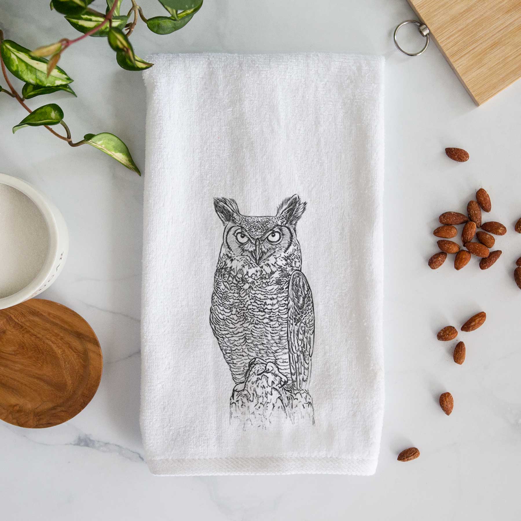Great Horned Owl Hand Towel