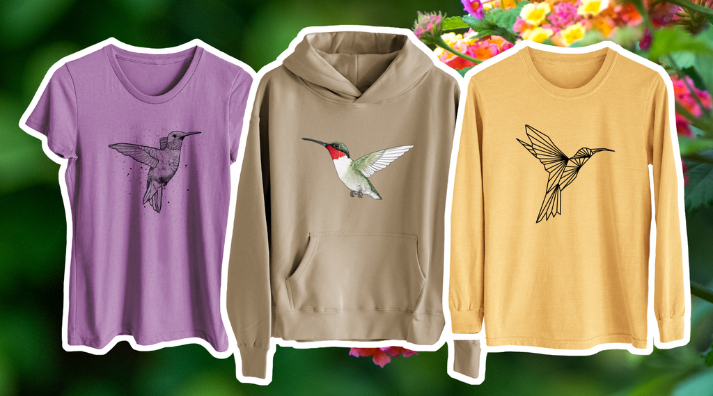 Shirts with hand-drawn hummingbird designs